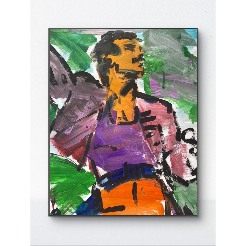 OMAN Original Art Painting 11x14 Paper Expressionist Portrait Modern Wall Decor